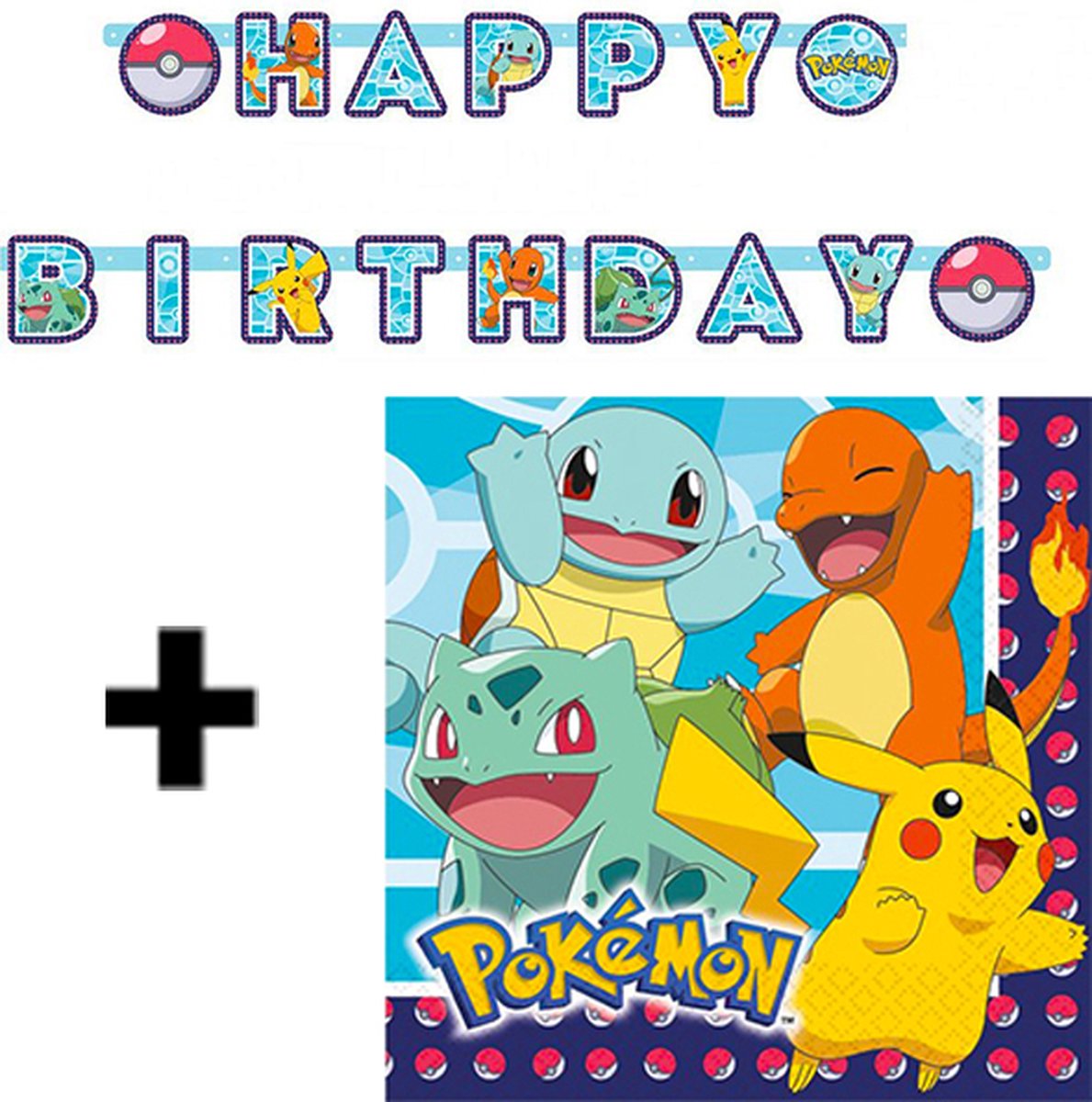 Pokémon Verjaardag Birthday Pakket: Slingers + Servetten { Pokemon versiering - Pokemon verjaardag - Pokemon - Pokemon decoratie - Pokemon slinger - Pokemon feestje - Pokemon ballonnen}